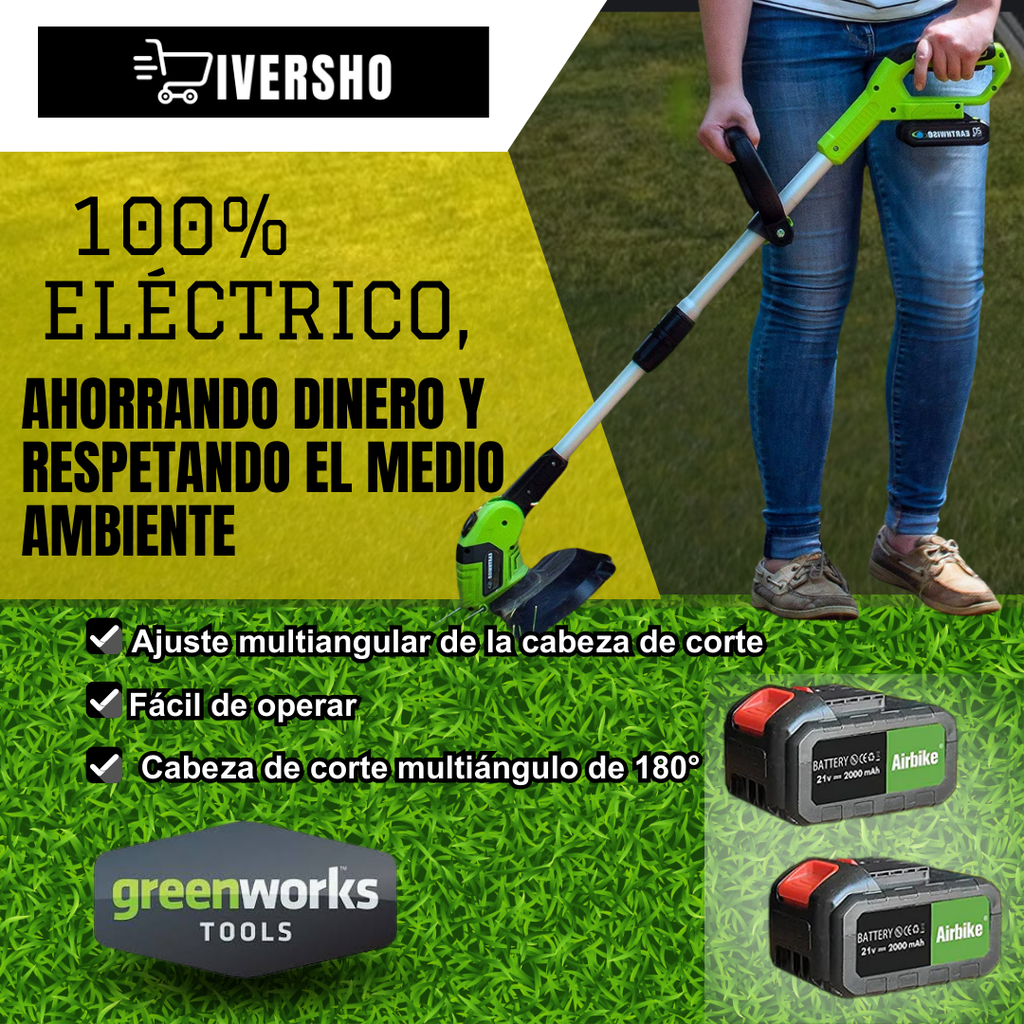 Podadora portatil con accesorios + guantes y gafas de seguridad (Gratis)