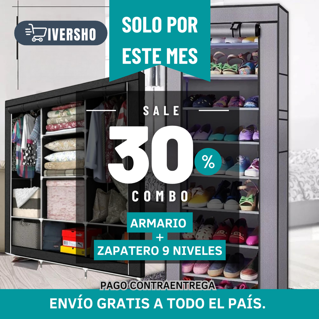 Combo Armario 2 Puestos + Zapatera 9 Niv