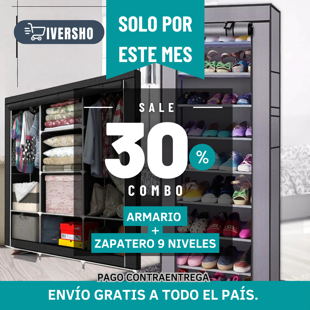 Combo Armario 2 Puestos + Zapatera 9 Niv