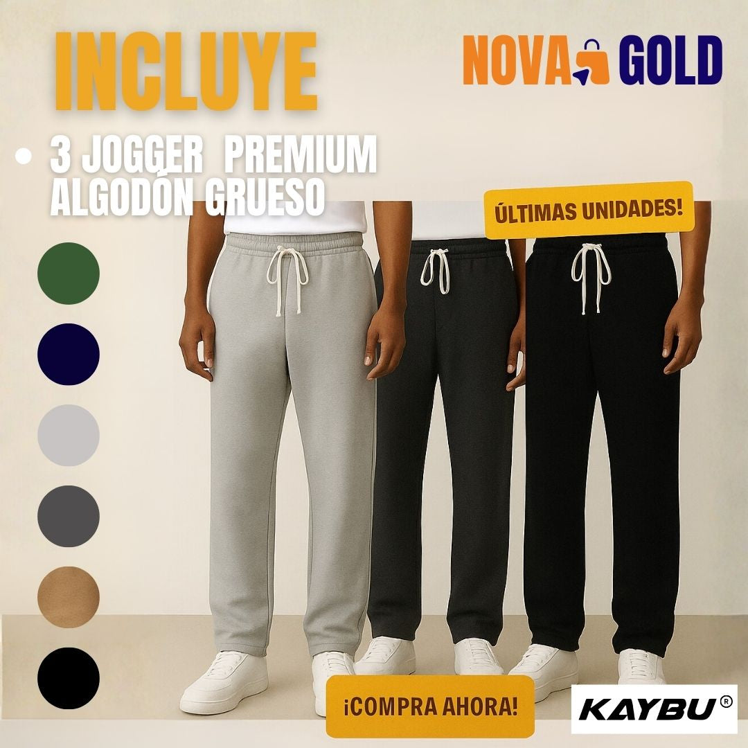 PACK X3 JOGGERS PREMIUM ALGODON GRUESO | KAYBU®|