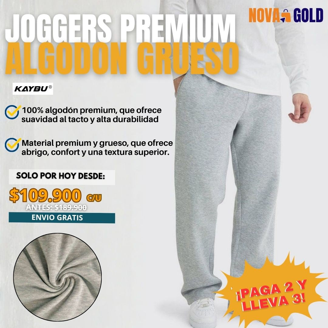 PACK X3 JOGGERS PREMIUM ALGODON GRUESO | KAYBU®|