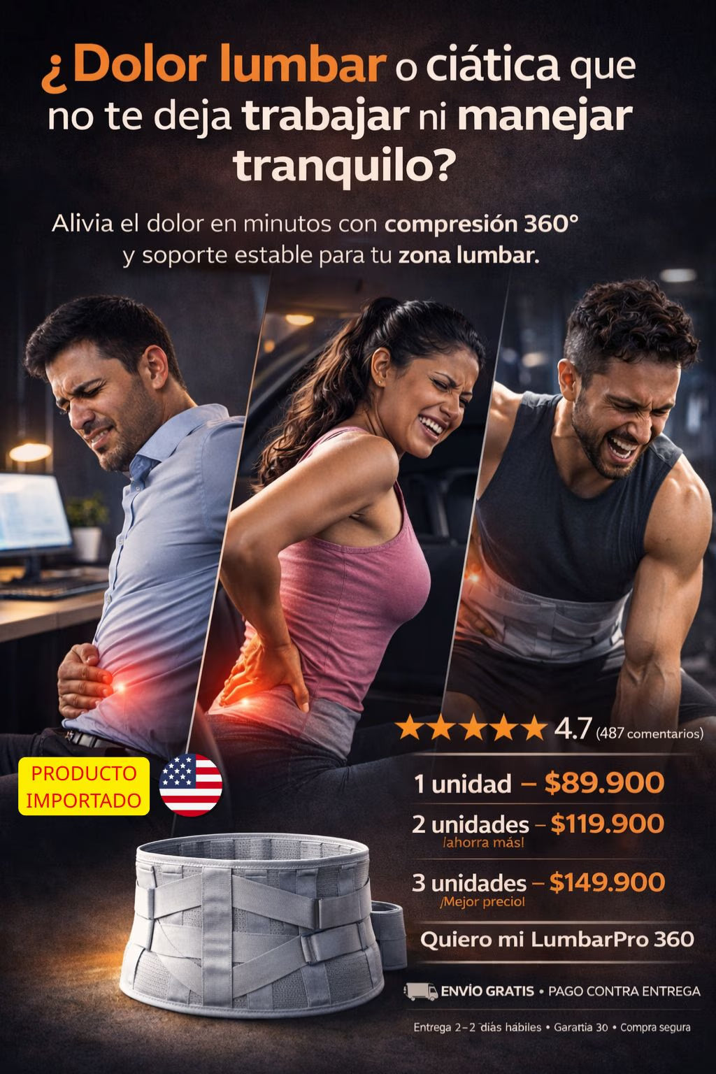 faja de soporte lumbar ajustable|Stryker®|