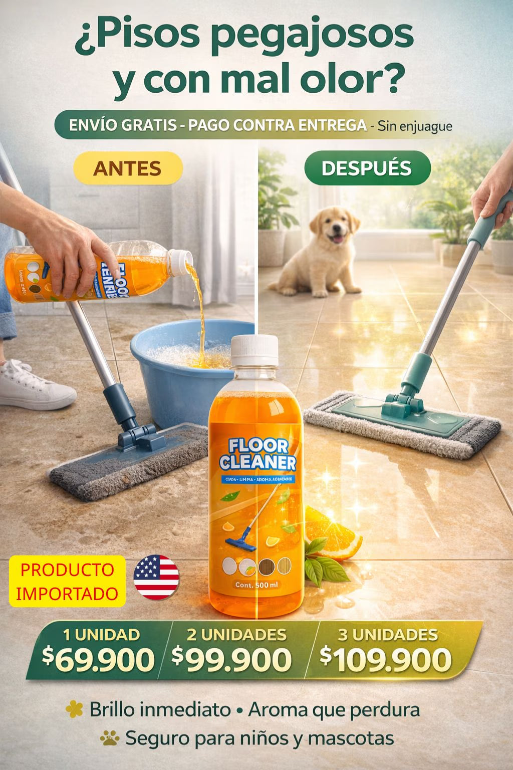 FLOOR CLEANER : Limpiador de pisos| IMPORTADO EE UU®|