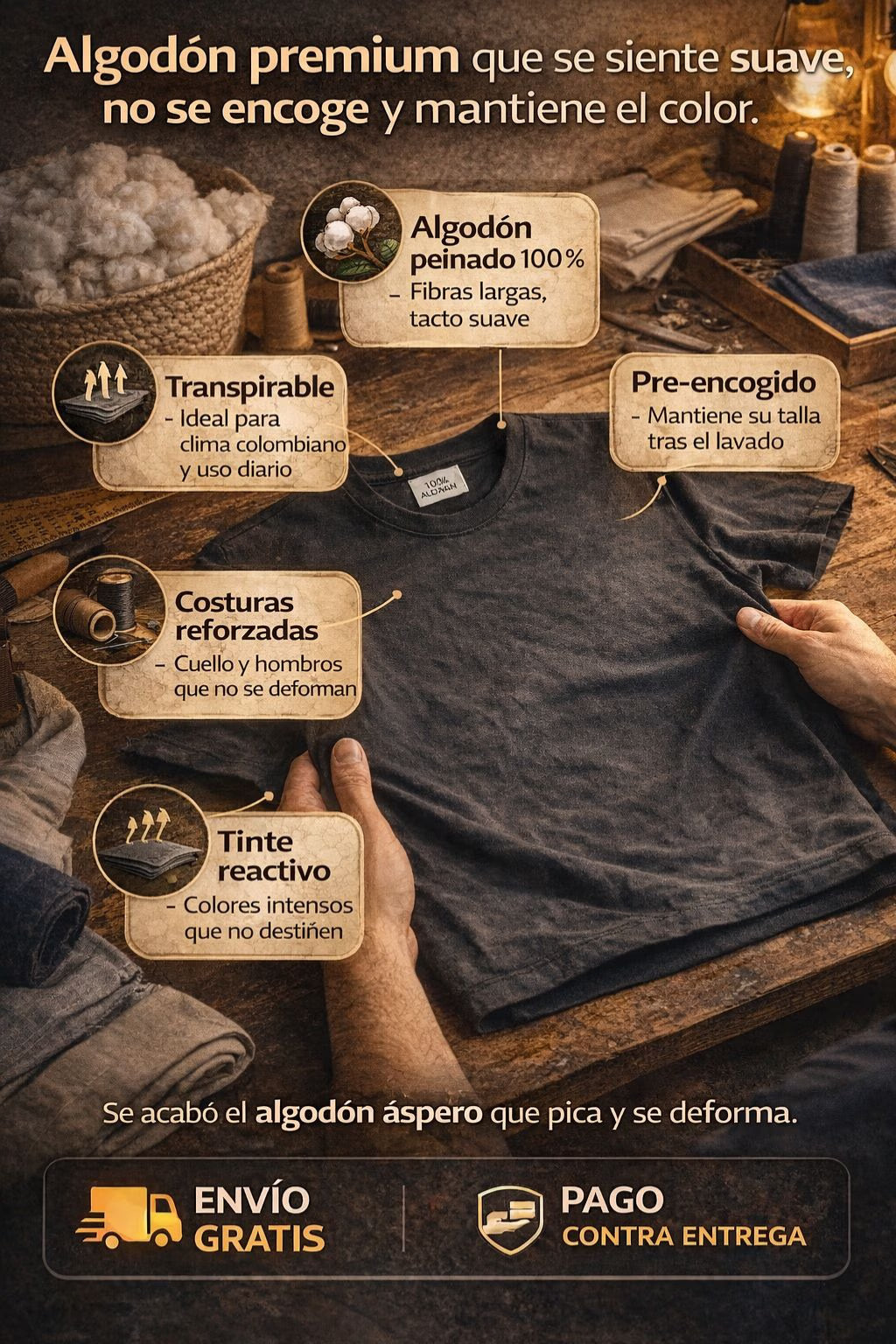 PACK X4 CAMISETA ALGODON 165gr