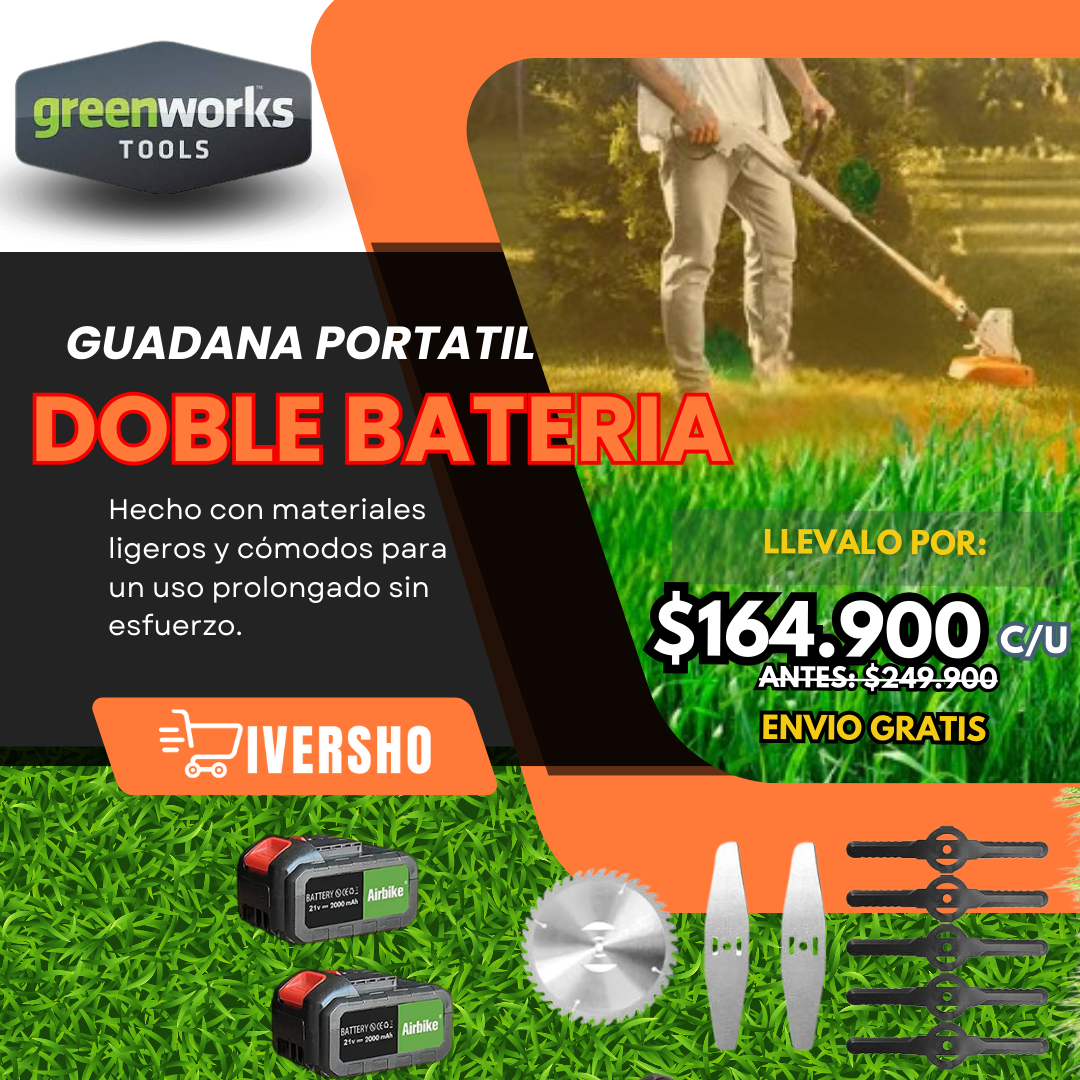 Podadora portatil con accesorios + guantes y gafas de seguridad (Gratis)